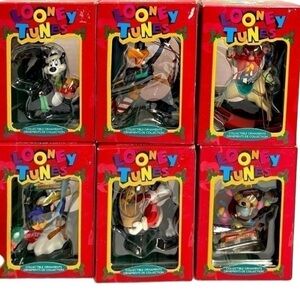 𝅺Vintage 1995 Looney Tunes Christmas Ornaments Lot of 6 (New)